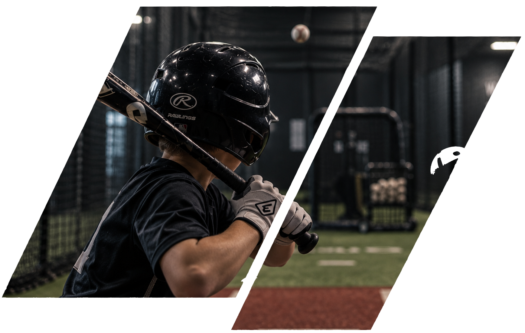A baseball player in a black helmet and gloves holding a bat on a baseball field.