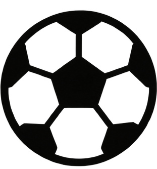 Silhouette of a soccer ball with pentagon and hexagon patterns.