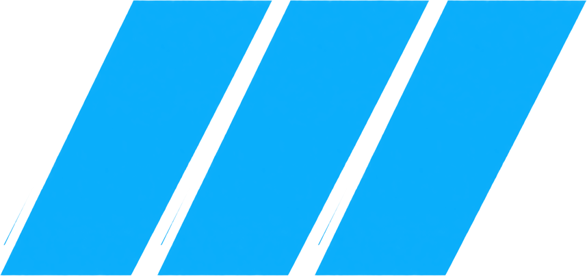 Abstract design with five parallel blue diagonal stripes on a black background.