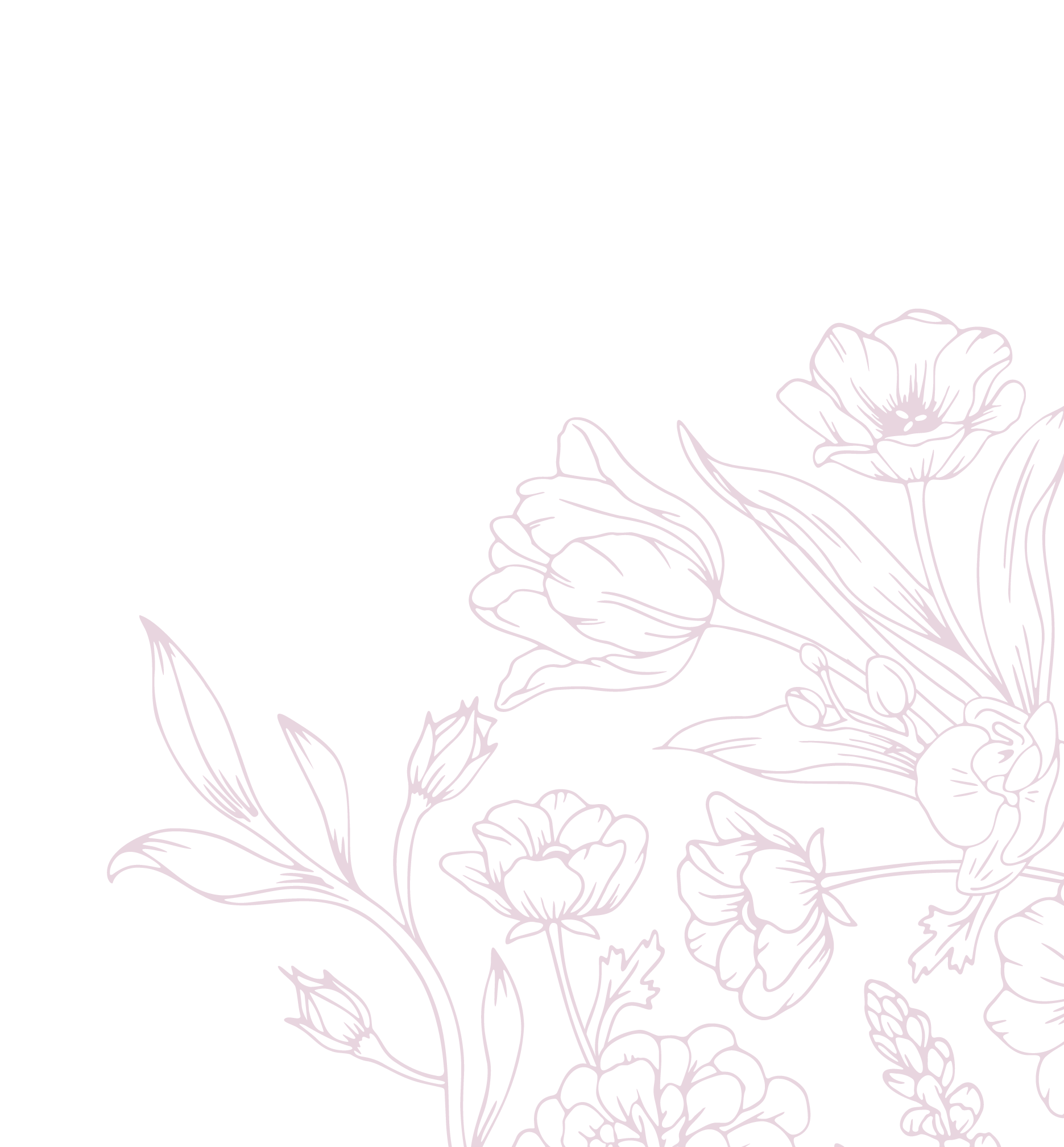 Black background with purple floral outline, including large flowers and leaves.