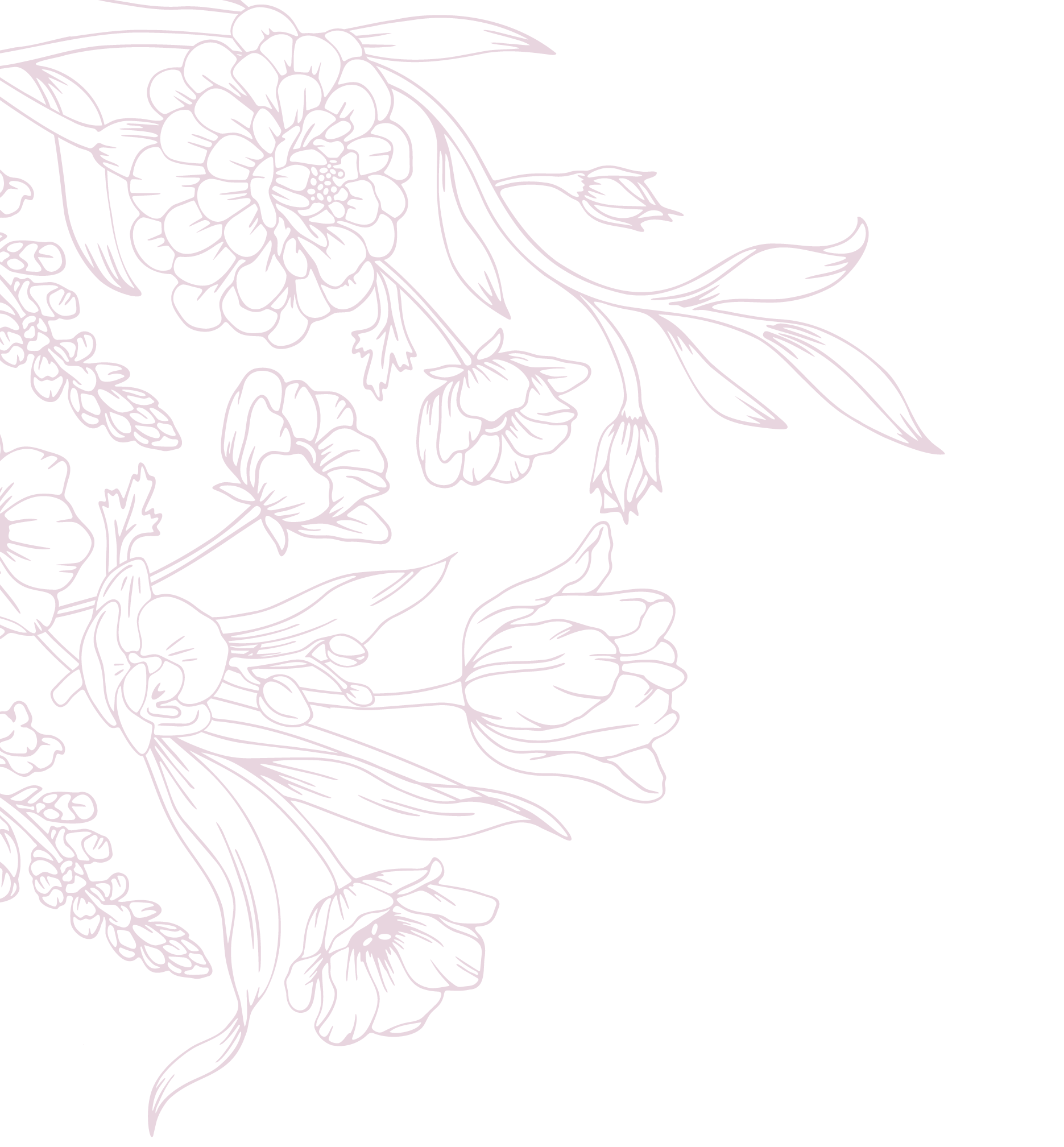 Purple outline of a hummingbird flying among floral patterns against a black background.