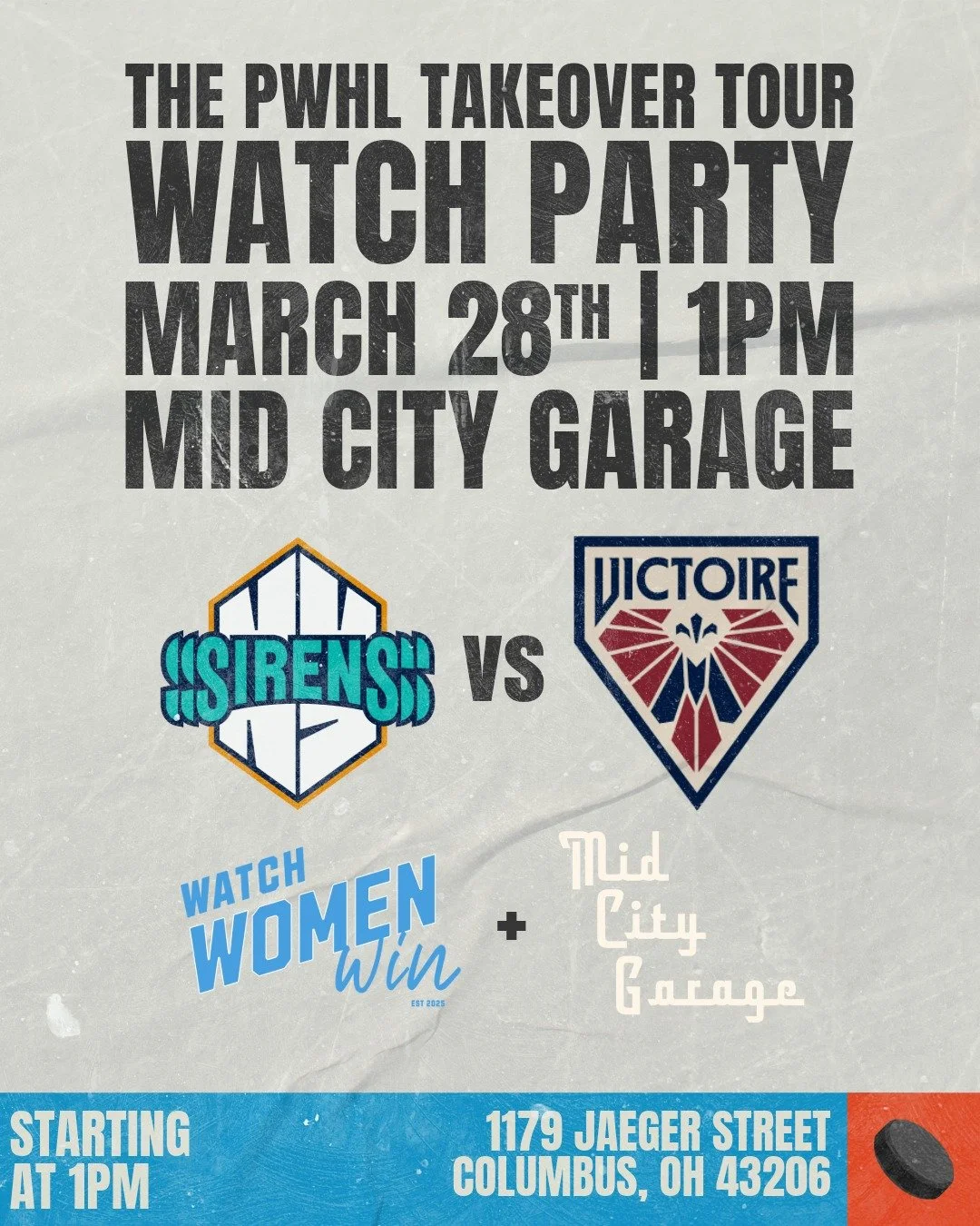 Unspoken history in the making. 🏒🔥

We&rsquo;re throwing it in gear for the FIRST nationally televised @thepwhlofficial game and you already know we&rsquo;re riding with @watchwomenwincbus at Mid City Garage.

🏒 @pwhl_sirens  vs @montrealvictoire 