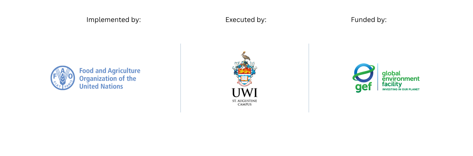Logos of FAO, UWI St. Augustine Campus, and GEF with text indicating organizational affiliations.