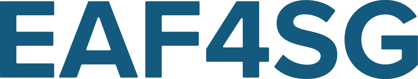 The image displays the text "EAF4SG" in large, bold dark blue letters on a white background.