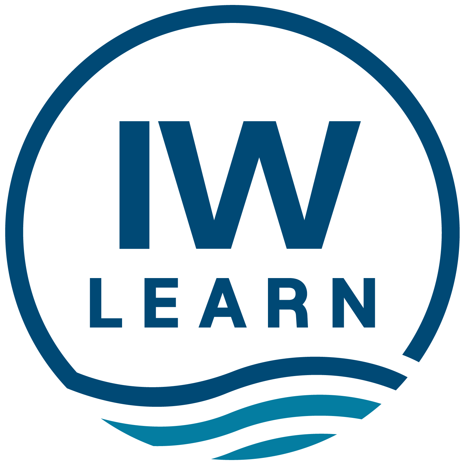 Logo with the words "IWU LEARN" inside a circular design and stylized waves below.