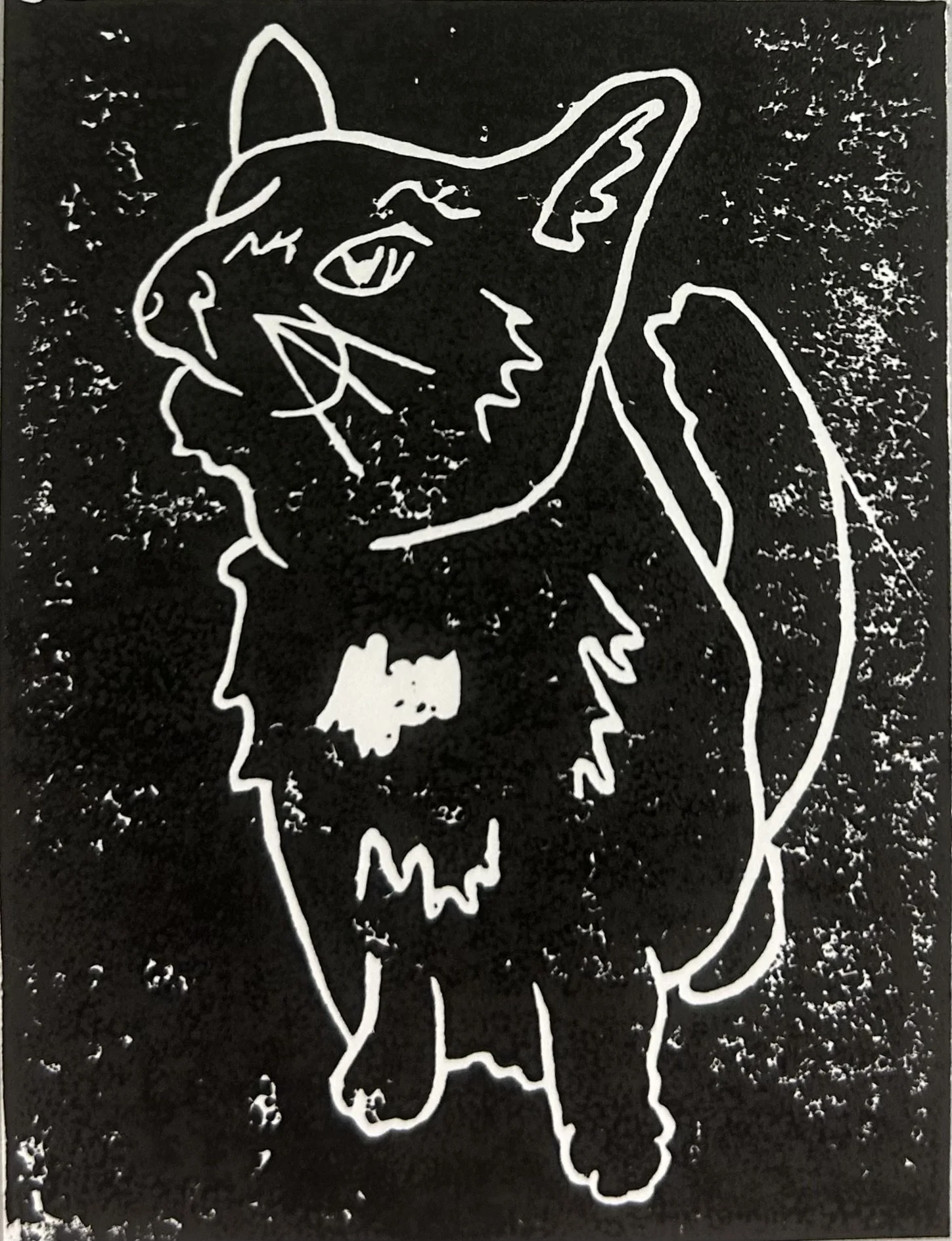 Lino cut "buddy"