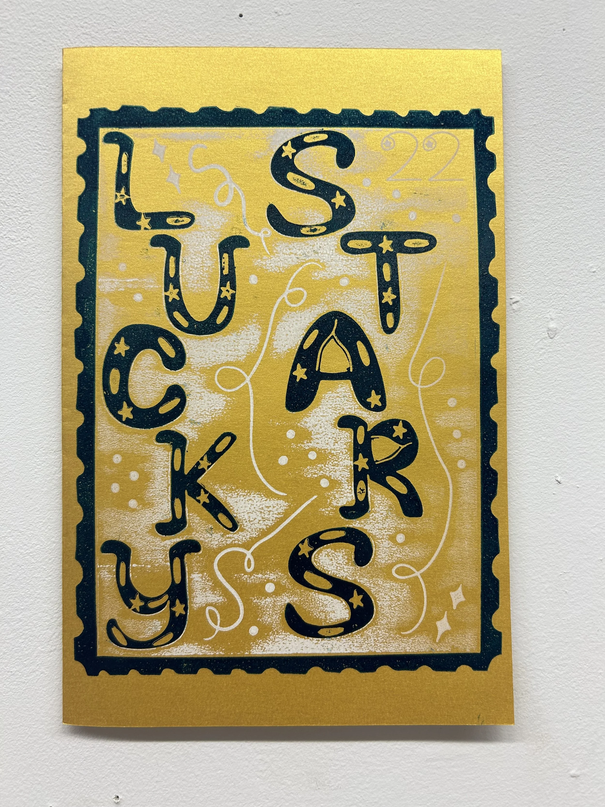 Lino cut greeting card