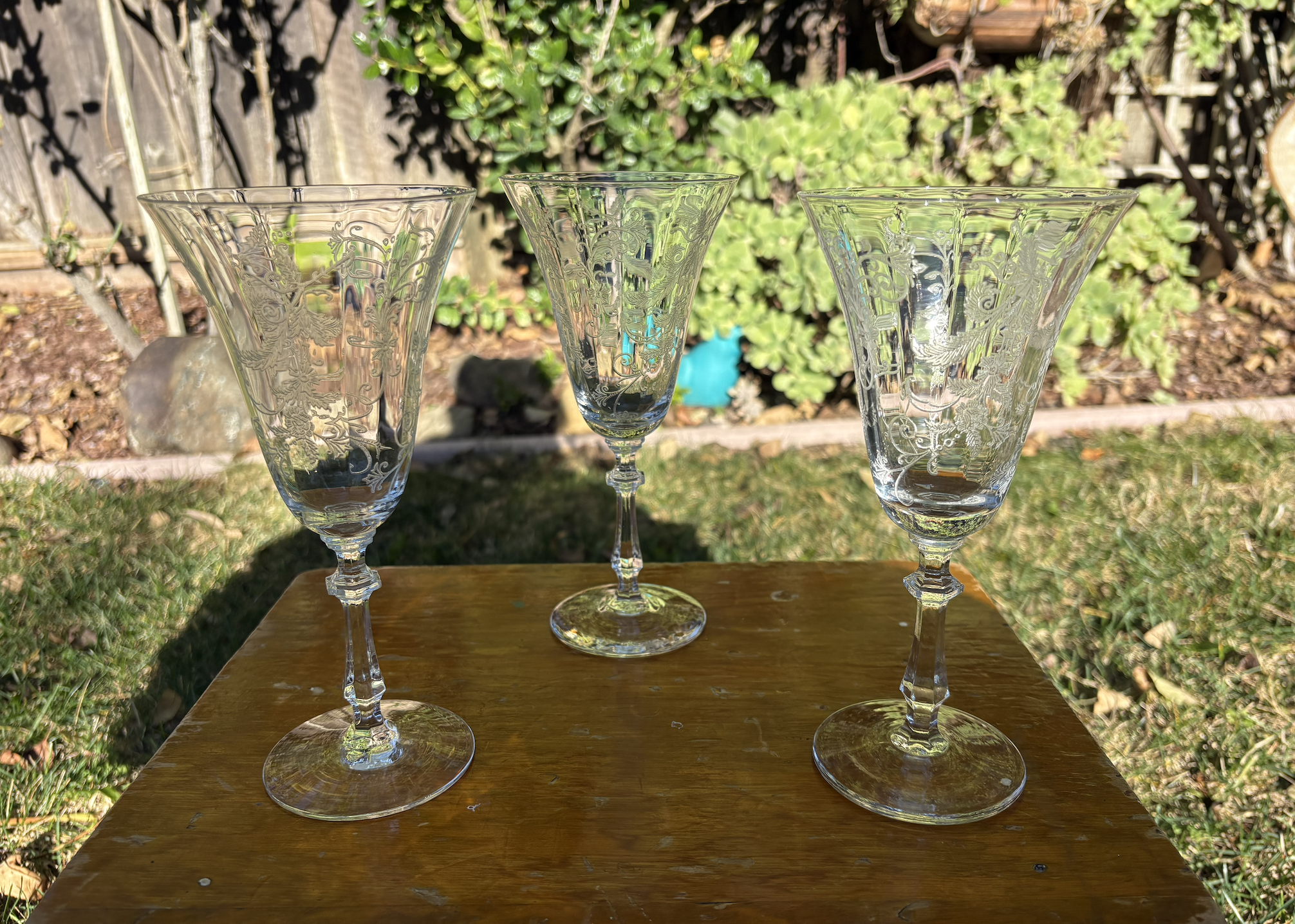 Thrifting: Set of 3 Glass Thrifted Wine Glasses