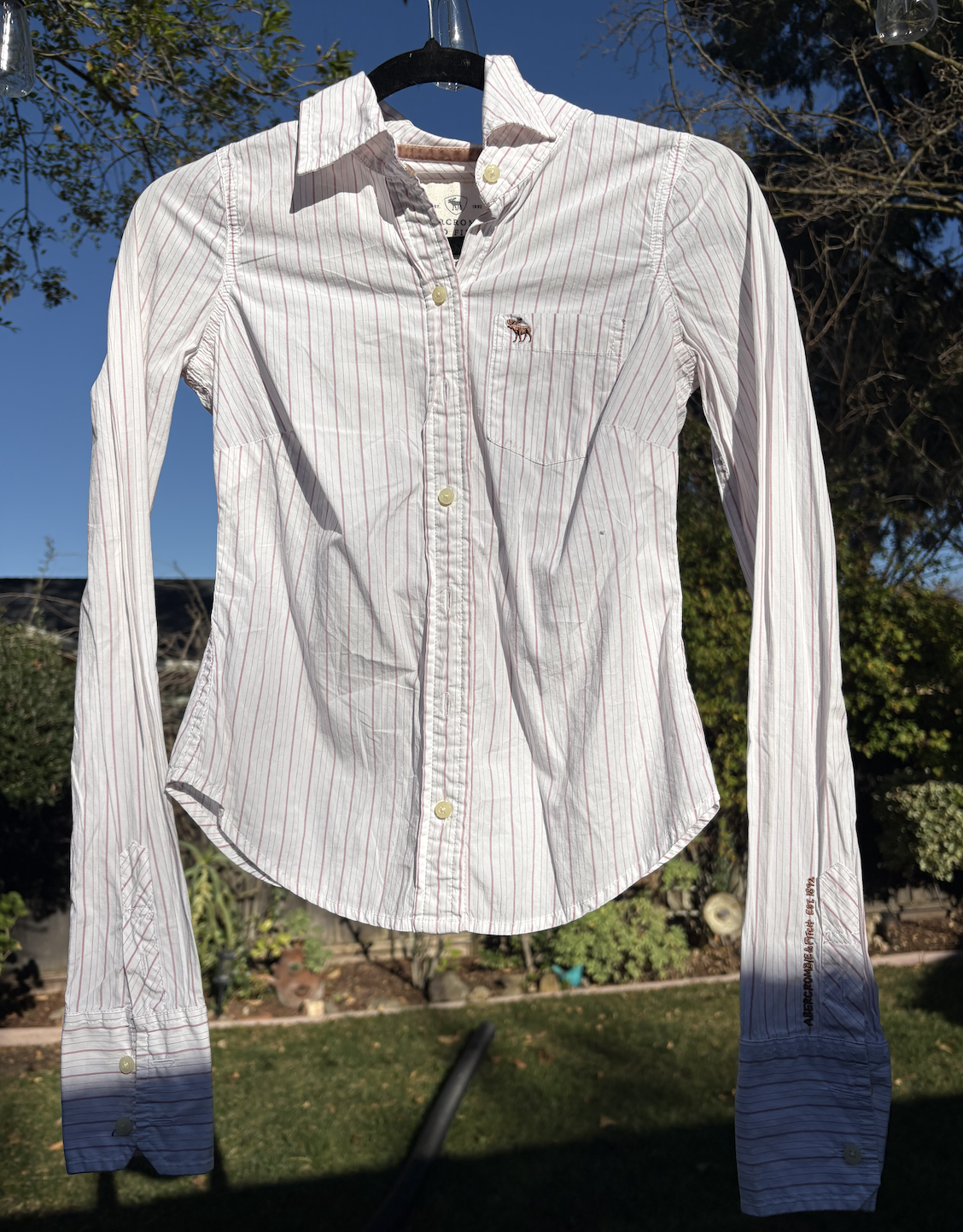 Thrifting: Vintage Abercrombie XS Pink Striped Button up