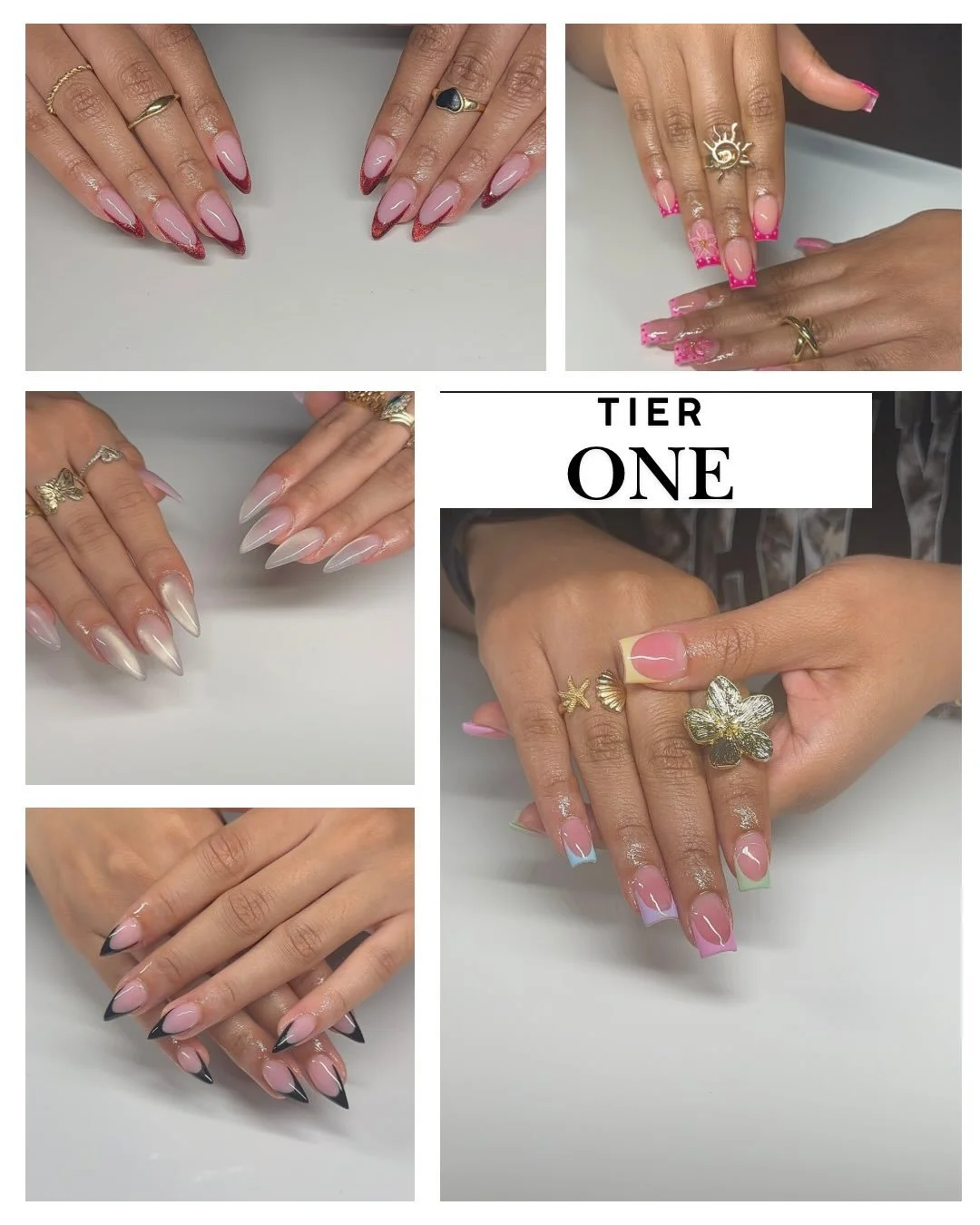 ✨ New Tier System ✨

From clean and classy to detailed custom sets, there&rsquo;s a tier for every nail girlie 💅🏽🤍

🌸 Tier One &ndash; Minimal Nail Art
🎀 Tier Two &ndash;Moderate Nail Art 
💎 Tier Three &ndash; High Detail Nail Art 

Every set i