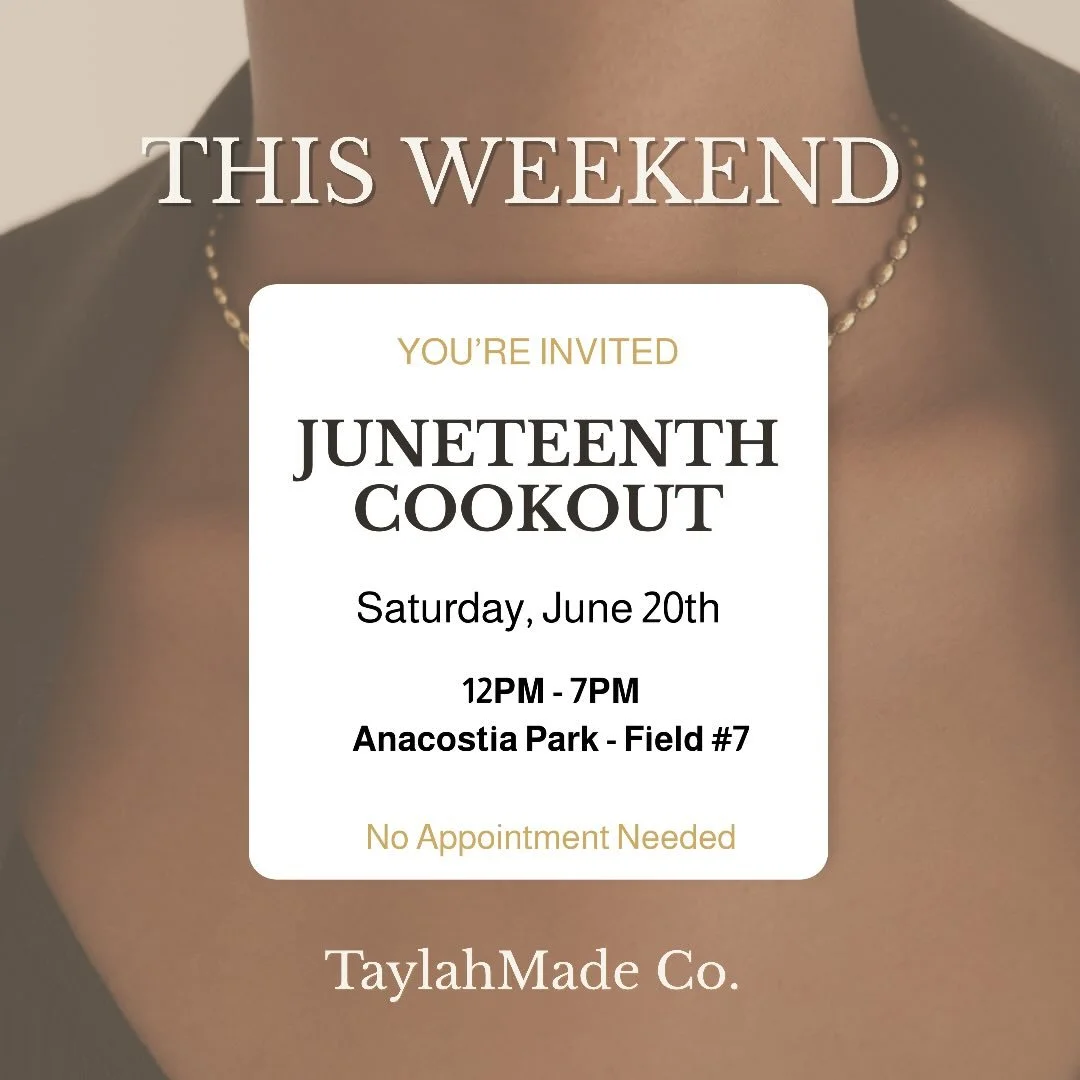 This weekend, find me at the cookout 🤎 

Pull up to Anacostia Park, Field #7 &mdash; Saturday 6/20, 12&ndash;7PM &mdash; for permanent jewelry, charms, and good energy. 
No appointment needed. Just bring your wrist (and your bestie).

 #juneteenthdm
