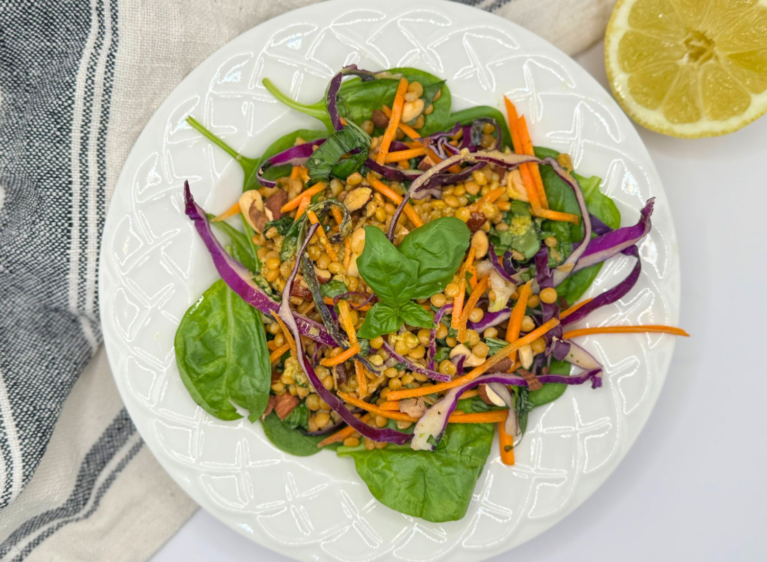 Lentil &amp; Spinach Salad