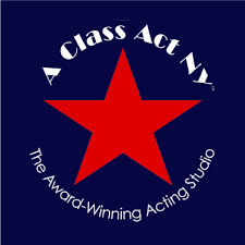 Logo of A Class Act NY featuring a red star and white text on a navy background