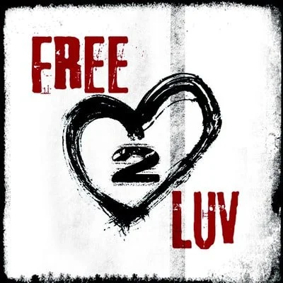 Illustration with the words 'FREE' on top, 'LUV' on bottom, and a heart shape in the middle containing the number 2.