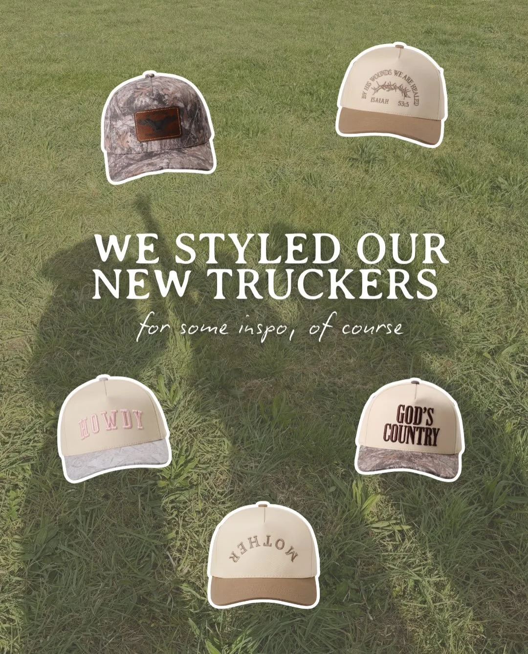 we styled our new trucker hats so you didn&rsquo;t have to 🤭💗 &amp; who doesn&rsquo;t love a little inspo! Dropping tomorrow 6/5 💫

Comment which is your favorite!! If you know me &hellip; the Pink Howdy Camo has a hold on meeee 💗🫣