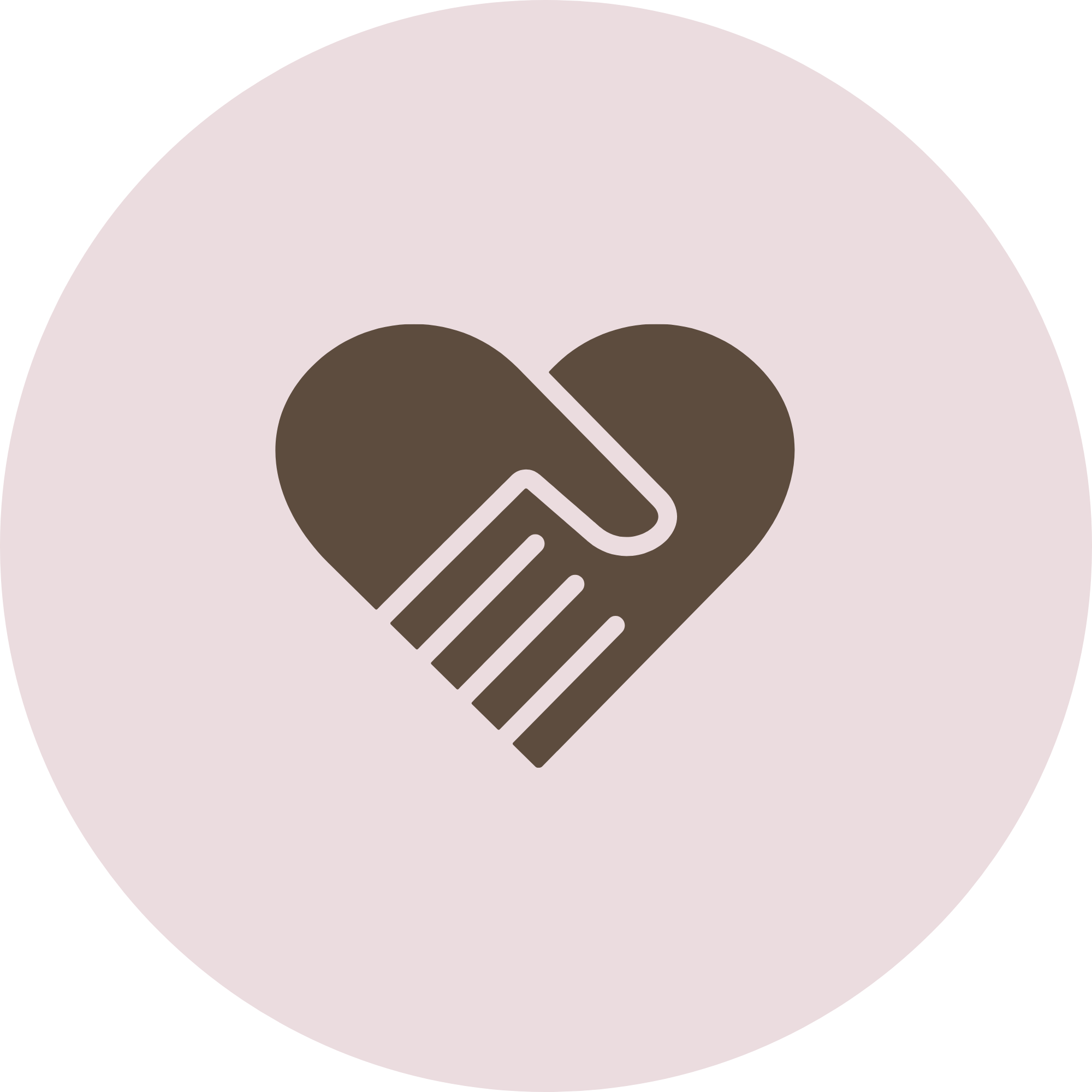 A graphic illustration of a handshake inside a circle with a pale pink background.