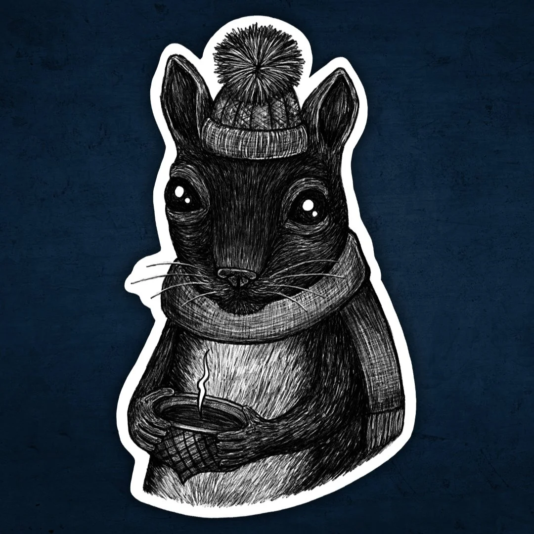 Cozy Squirrel Sticker