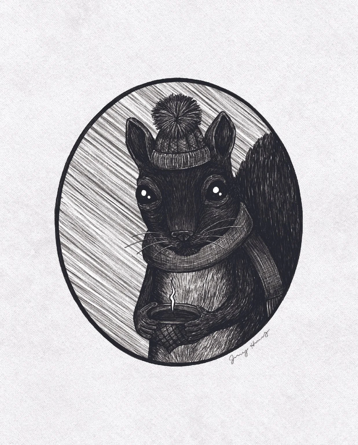 Cozy Squirrel Art Print