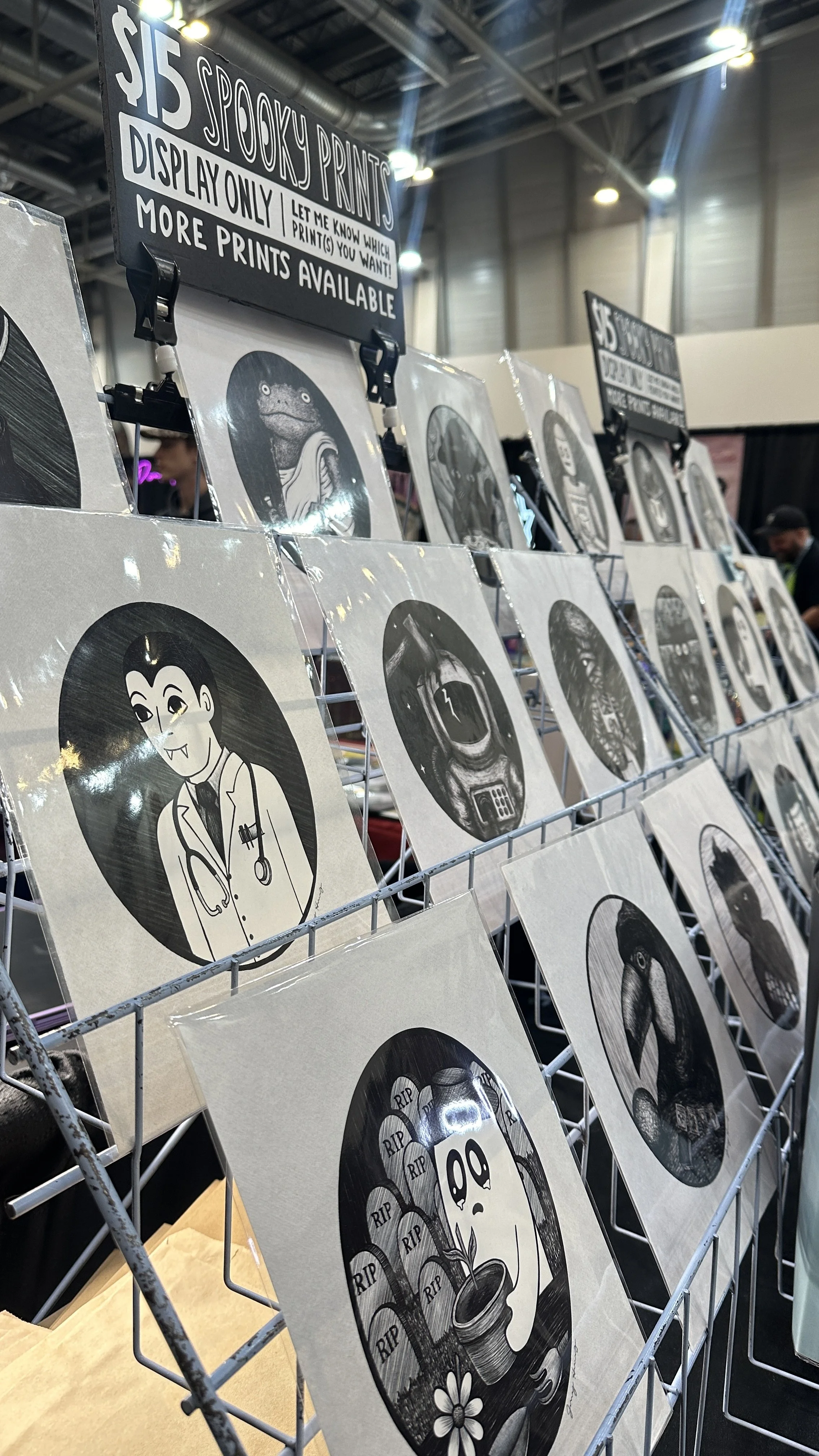 Image of spooky art print display by Jenny Hearns.