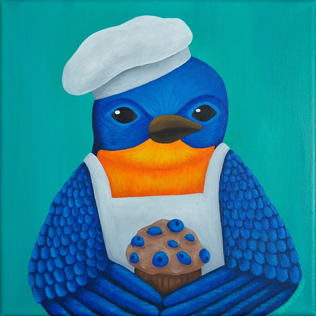 Bluebird Baker | 12x12 Acrylic on Canvas | March 2026

Here is one of four paintings I created this month for the group art show Alphabetical: For The Love Of Letters 🫐

#grandrapidsartist #allartworks #painting #bluebird