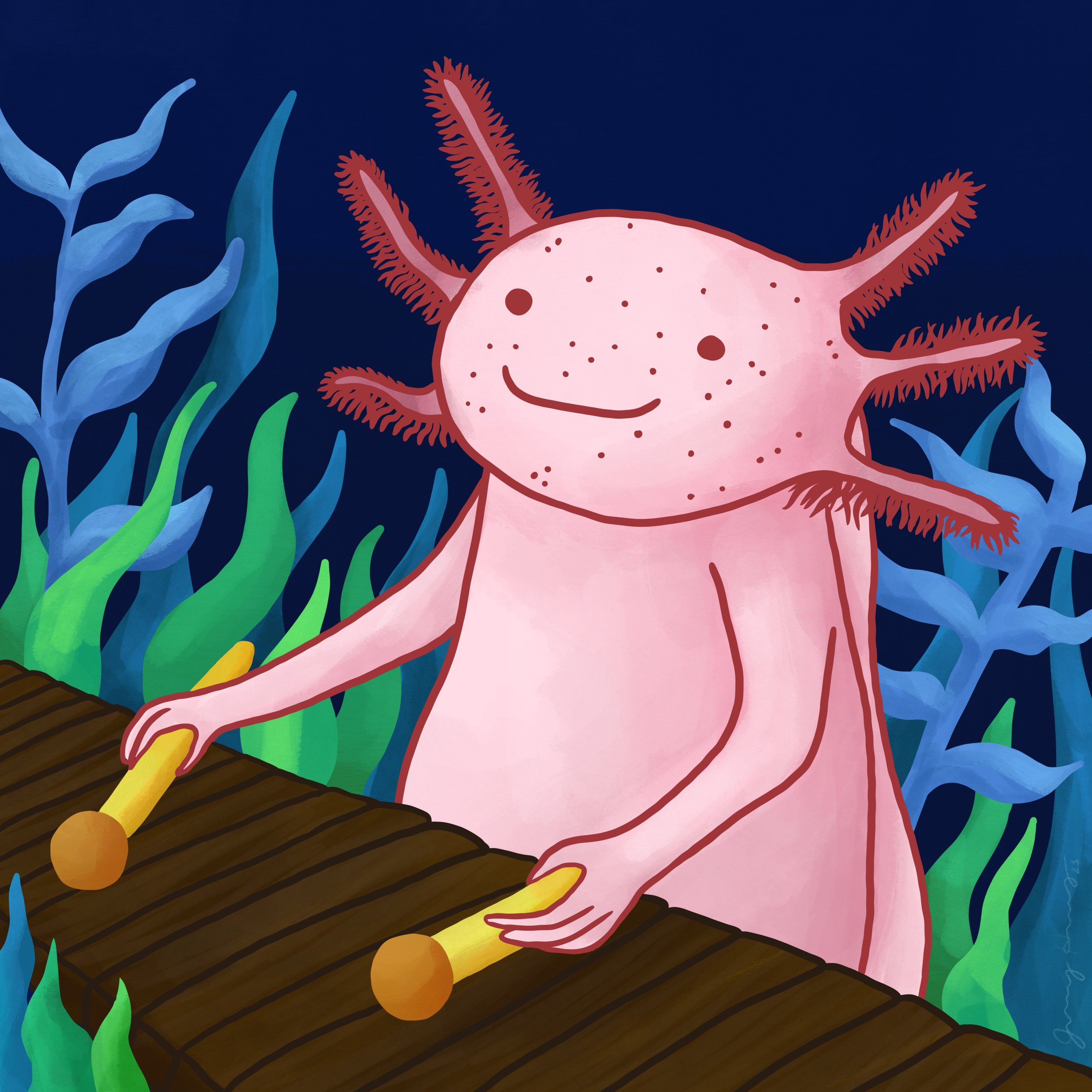 "Axolotl Xylophonist " | Digital Illustration | May 2023