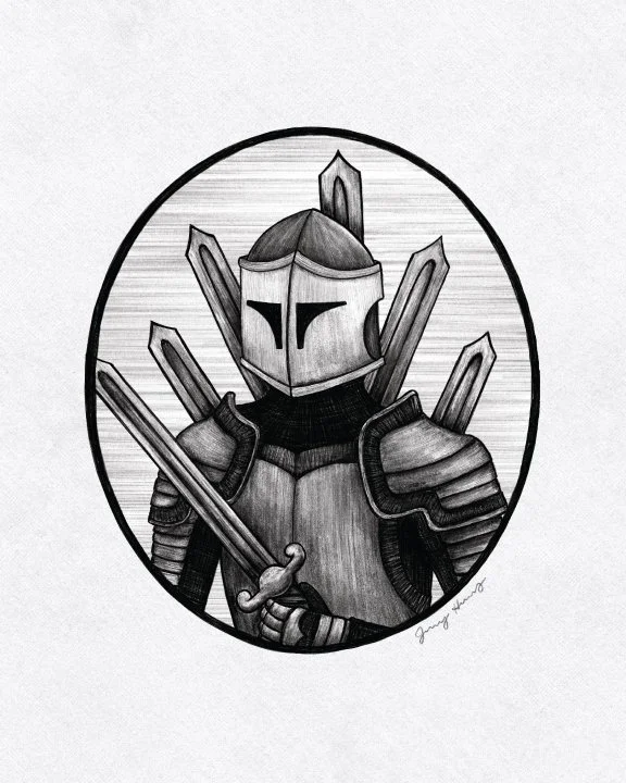 Six of Swords Knight Art Print