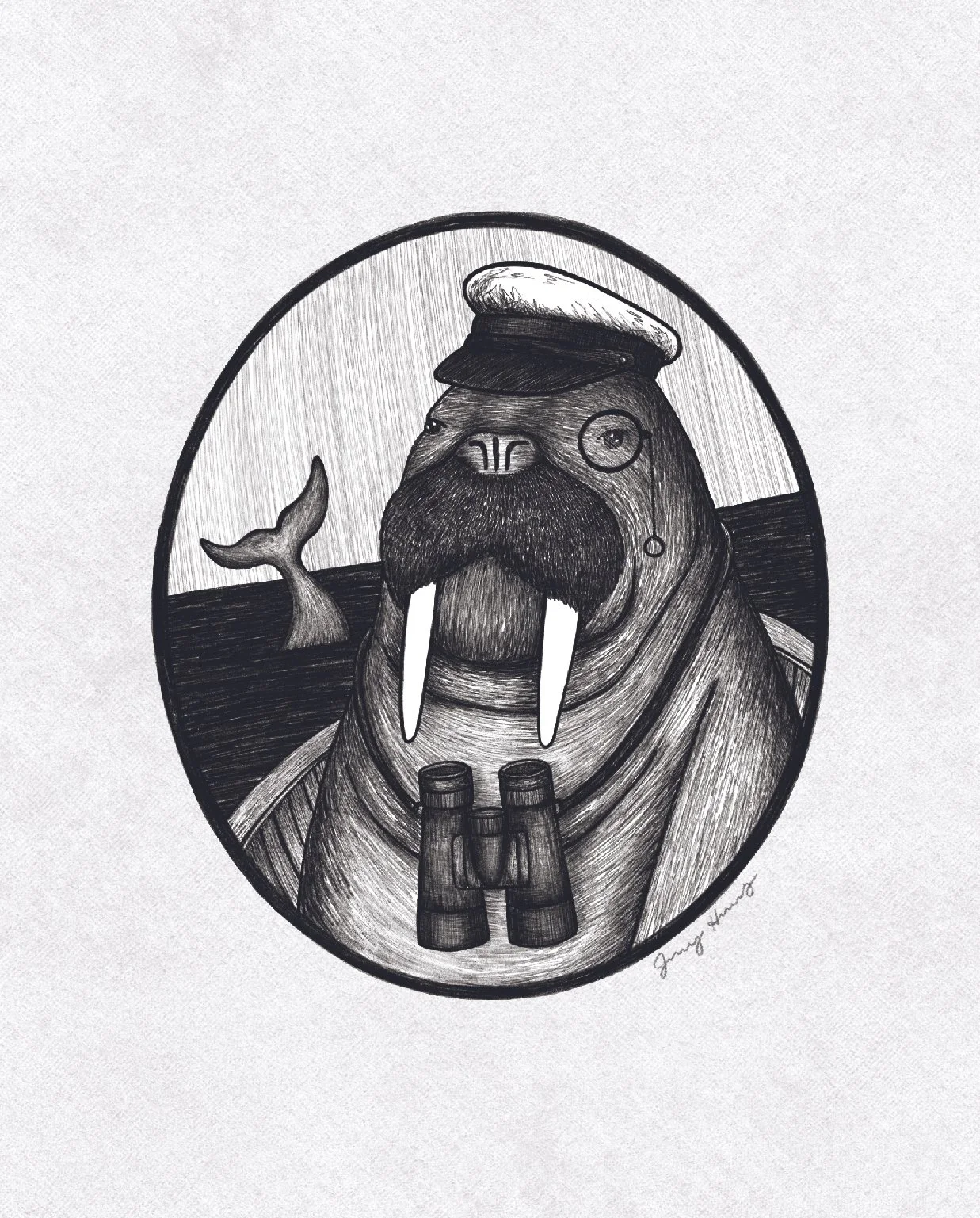 Walrus Whale Watcher Art Print