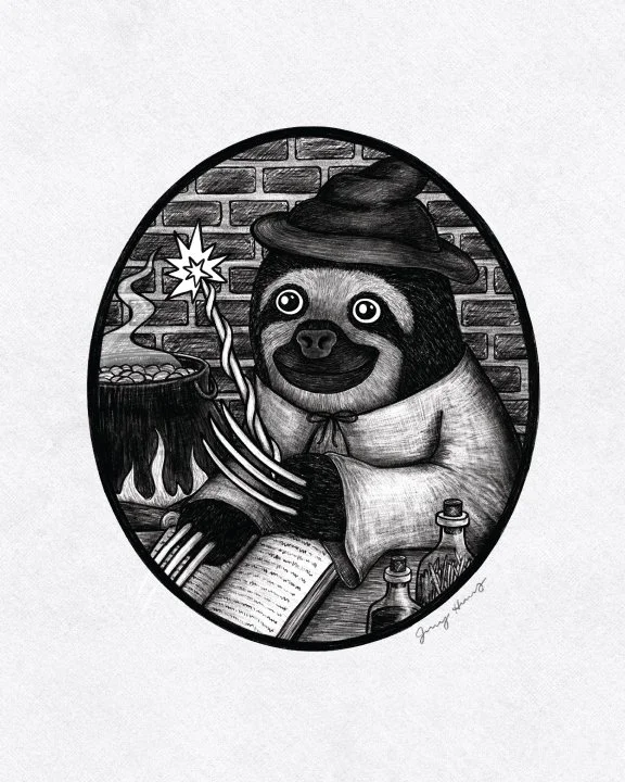 Sloth Spellcaster Art Print
