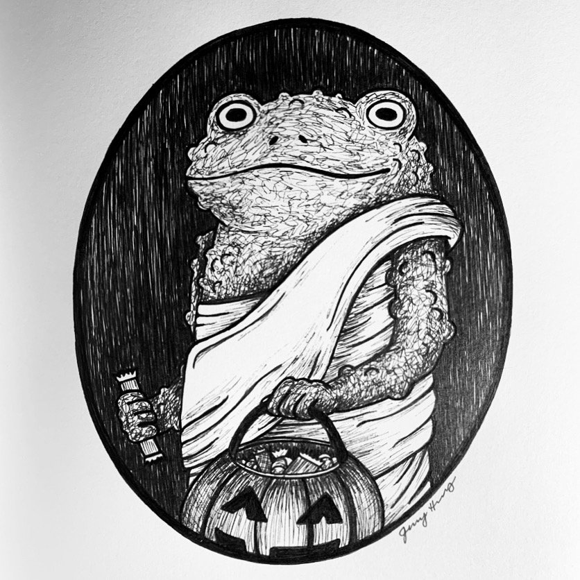 Toga Toad Trick-or-Treater
