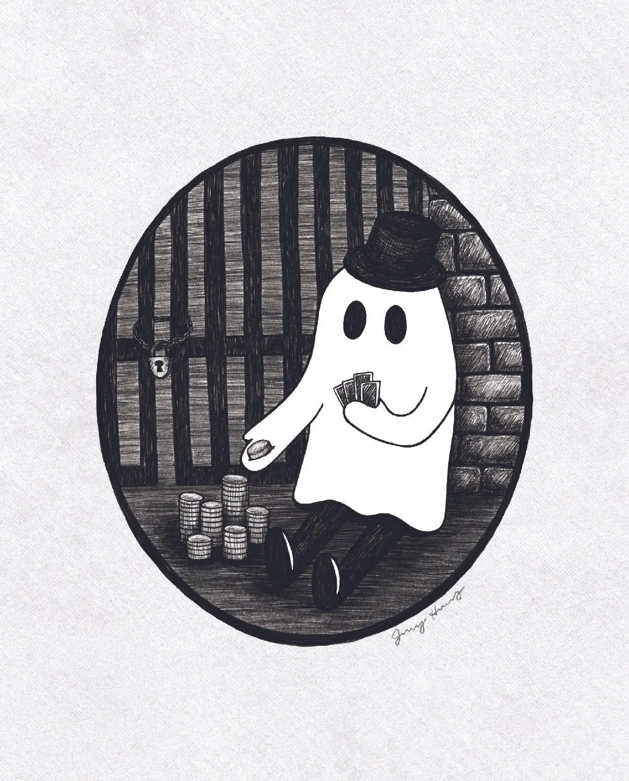 Gambling Ghost Art Print