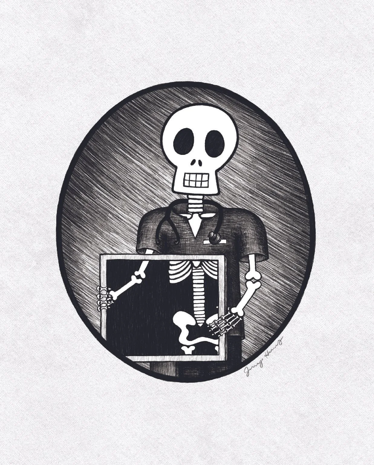 Skeleton X-ray Technician Art Print
