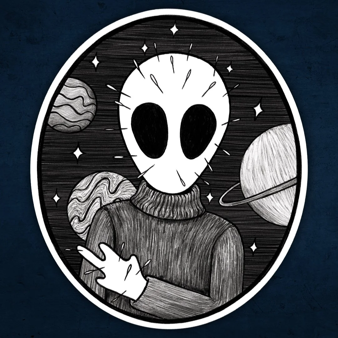 Acupunctured Alien Sticker