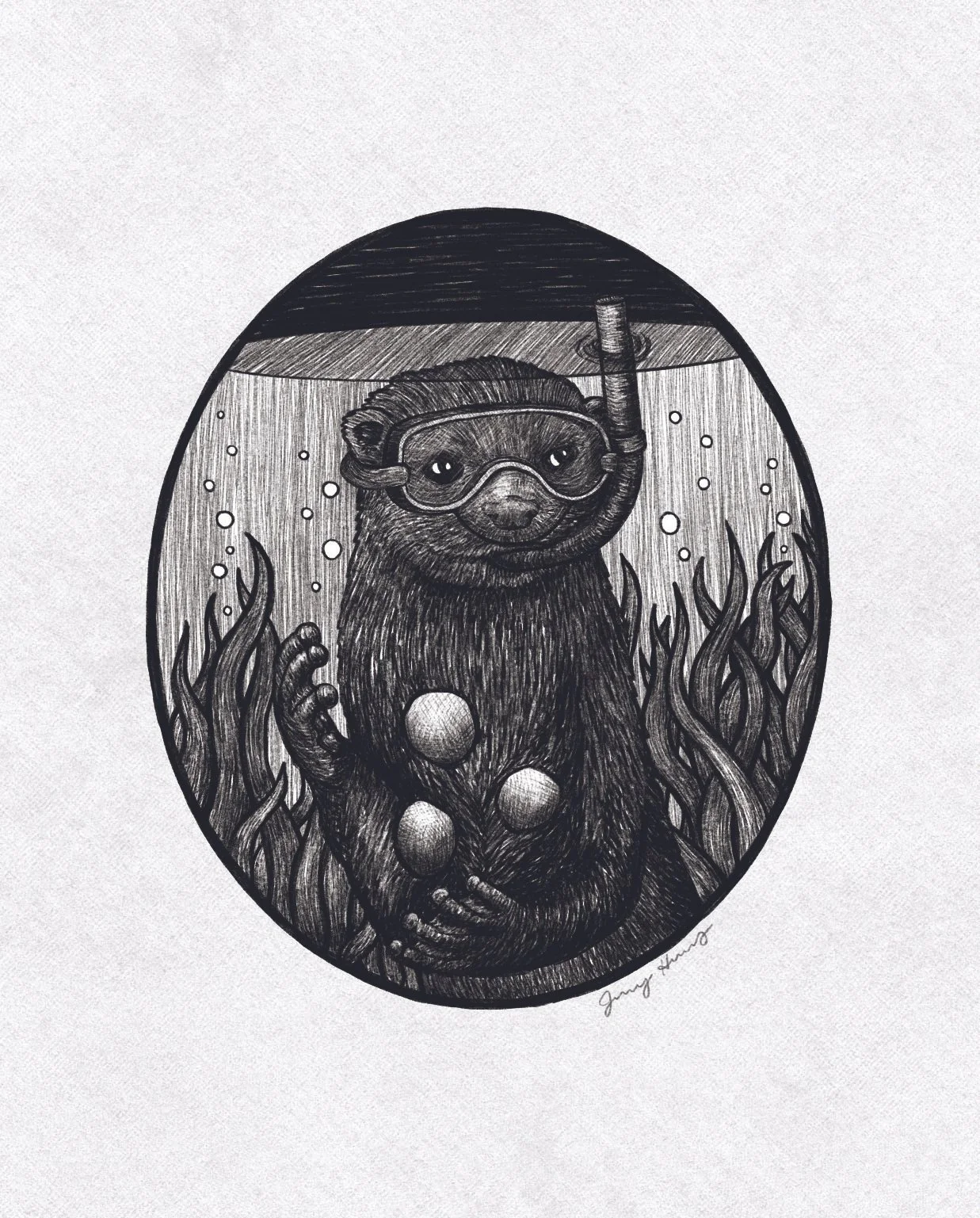 Snorkeling Otter Art Print