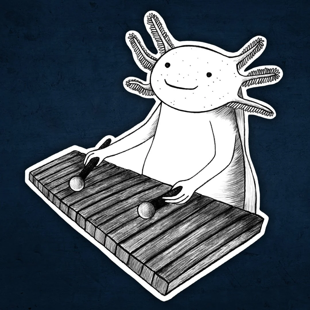 Axolotl Xylophonist Sticker