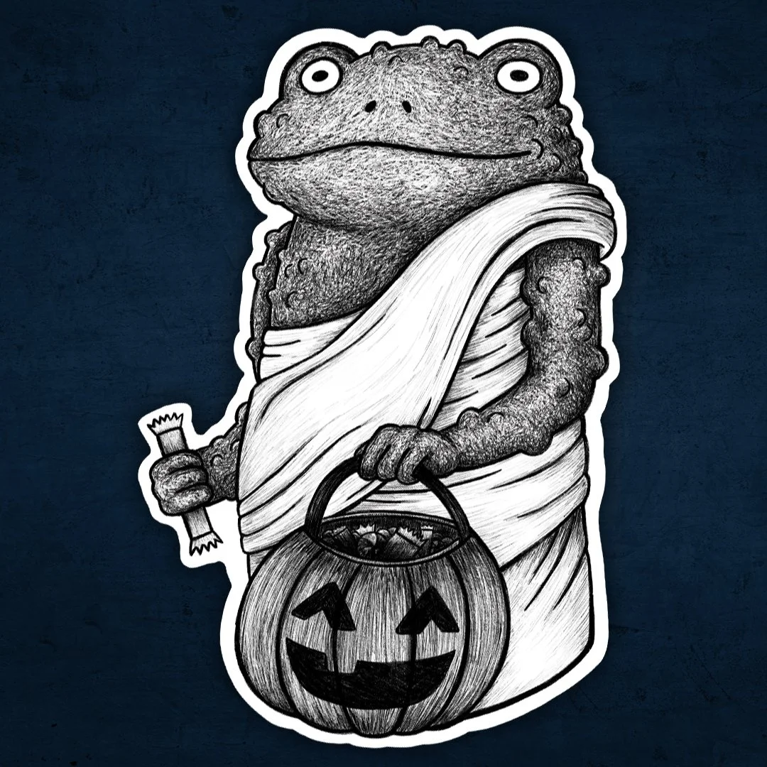 Toga Toad Trick-or-Treater Sticker