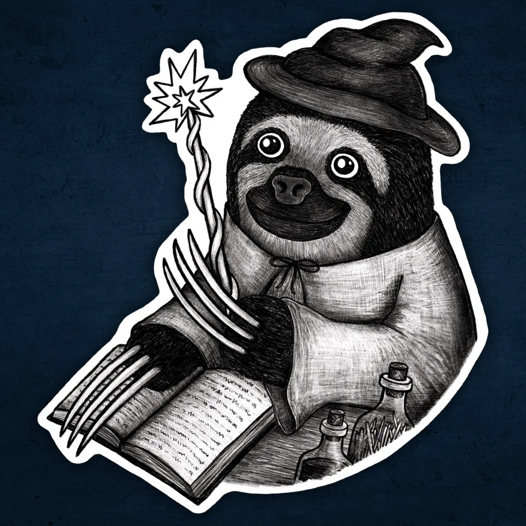 Sloth Spellcaster Sticker
