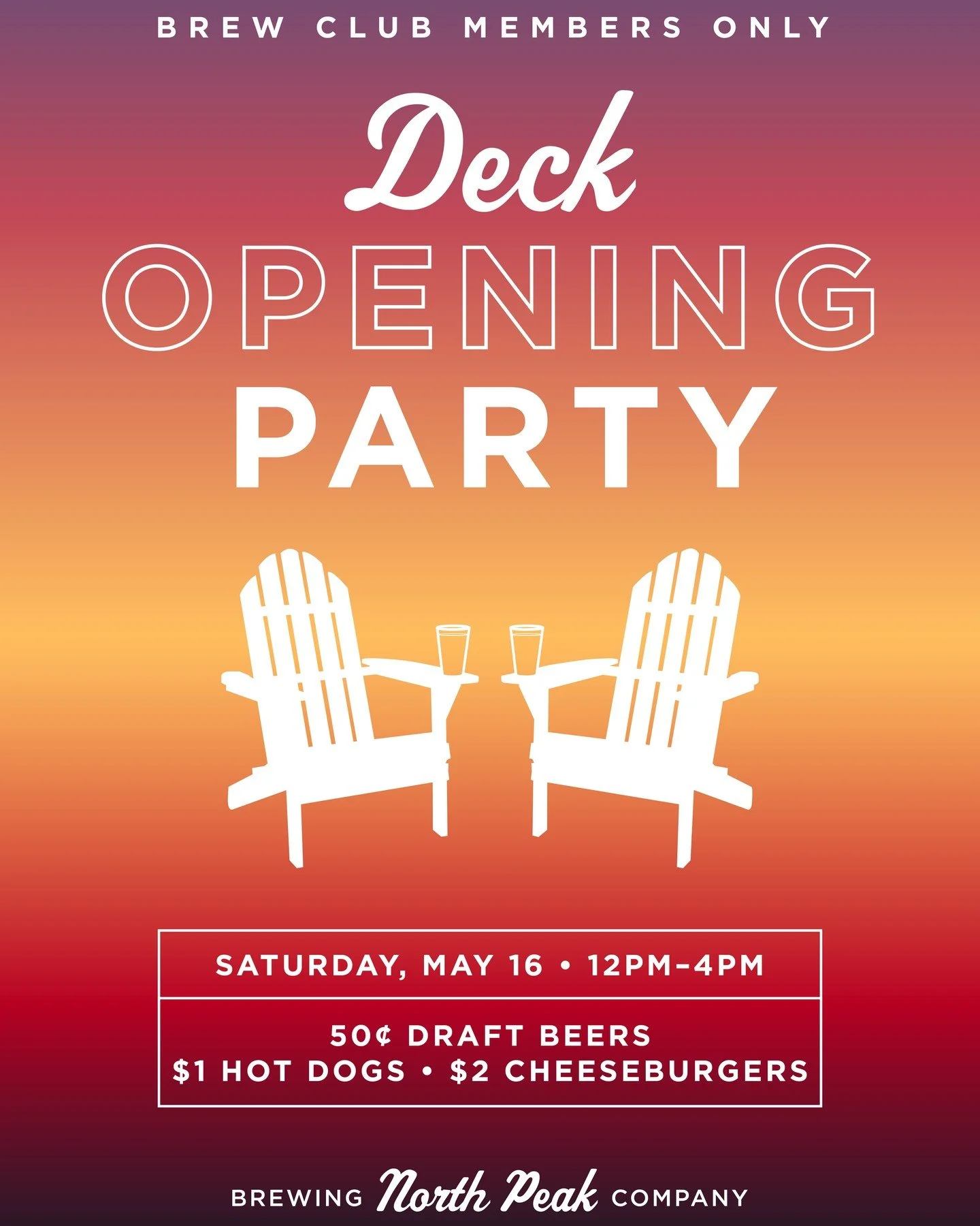 ☀️ Hello, Summer! 🍻 Mug Club Members &mdash; join us Saturday, May 16 as we officially open the deck and kick off another Northern Michigan summer at North Peak.

Expect live music, food &amp; drink specials, good company, and all the up north summe