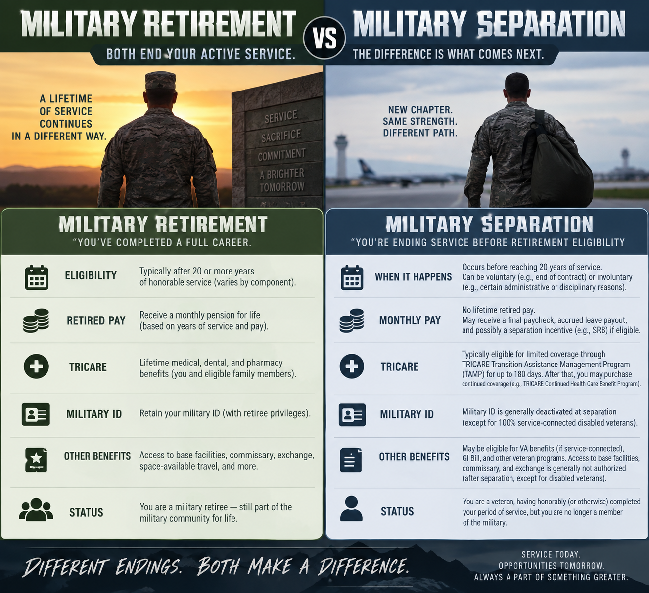 Military Retirement vs. Separation: What Every Transitioning Service Member Needs to Understand