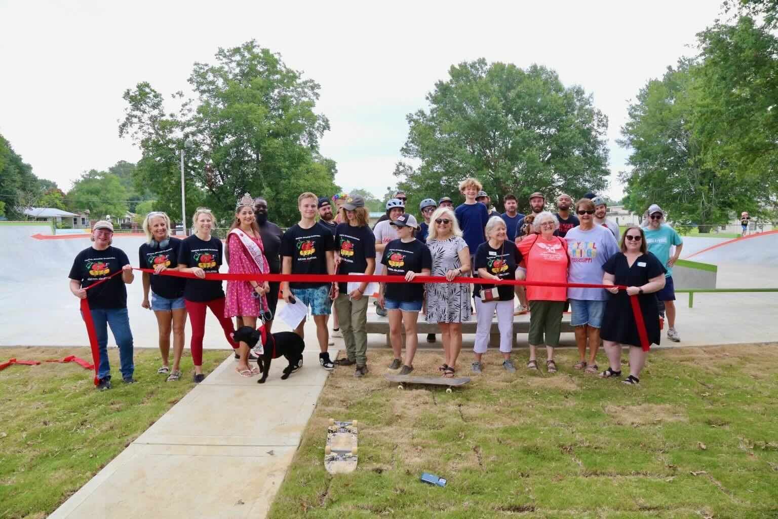 Ribbon cutting at the Crystal Springs Skatepark