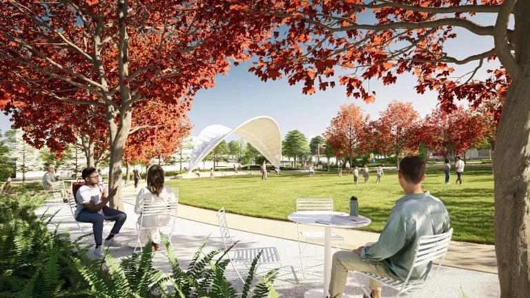 Rendering of the bandshell at Margaret Ann Crigler Park.