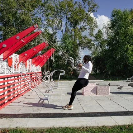The Keith Haring Fitness Court at Belhaven Heights Park