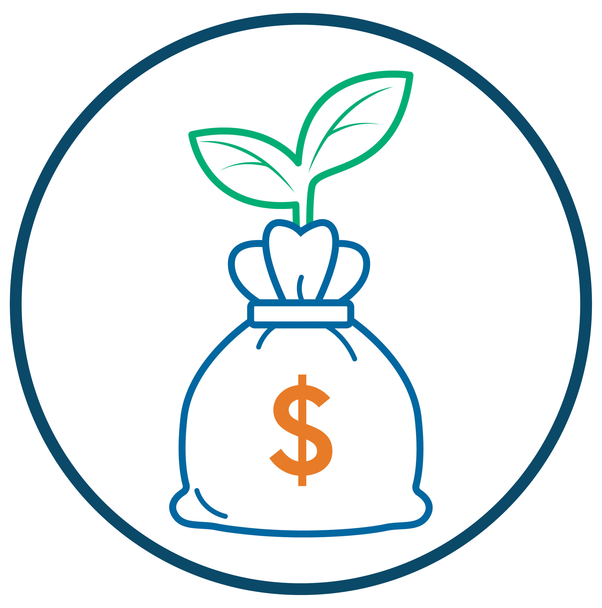 A graphic of a person's head in profile with a dollar sign inside, a plant growing from the brain, and a light bulb connected to the head, symbolizing ideas, growth, and financial success.