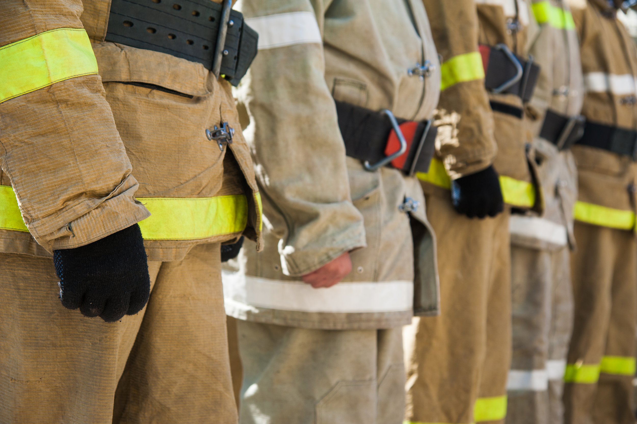 Fire fighters standing in a line