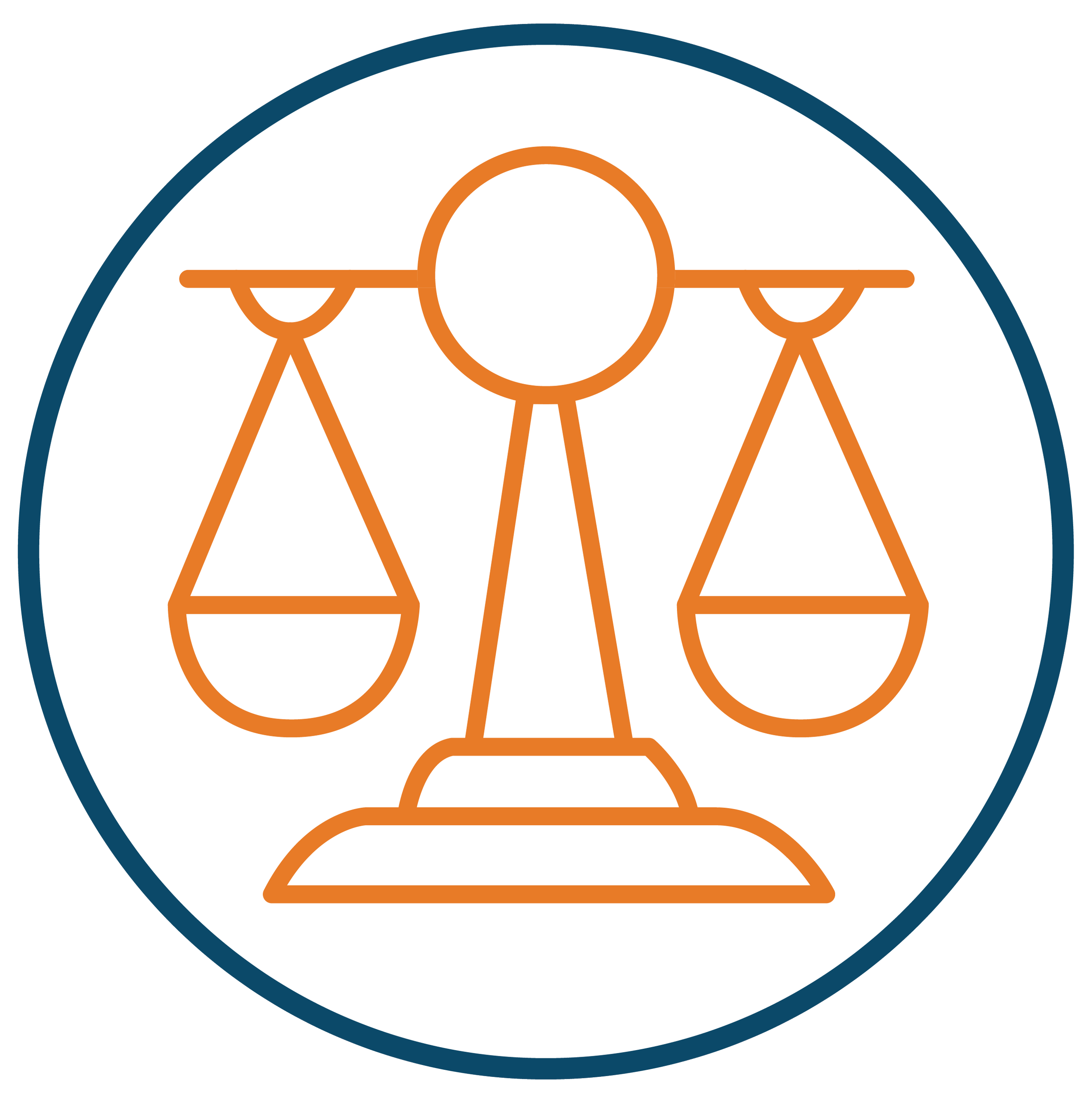 Line drawing of the scales of justice.