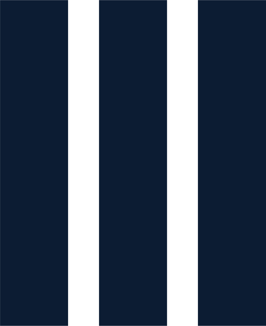 A blue, vertically striped graphic with three lines