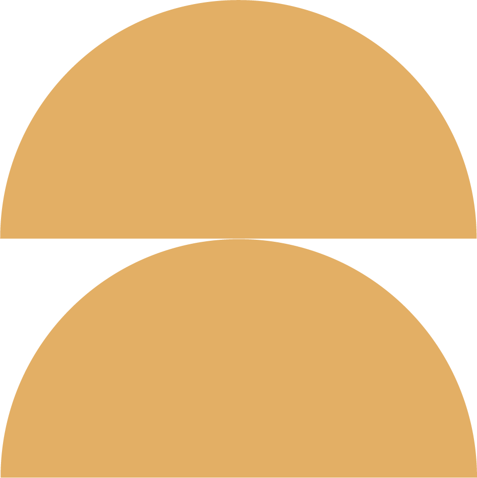 Two half-circle shapes, one positioned on top of the other, both being yellow.