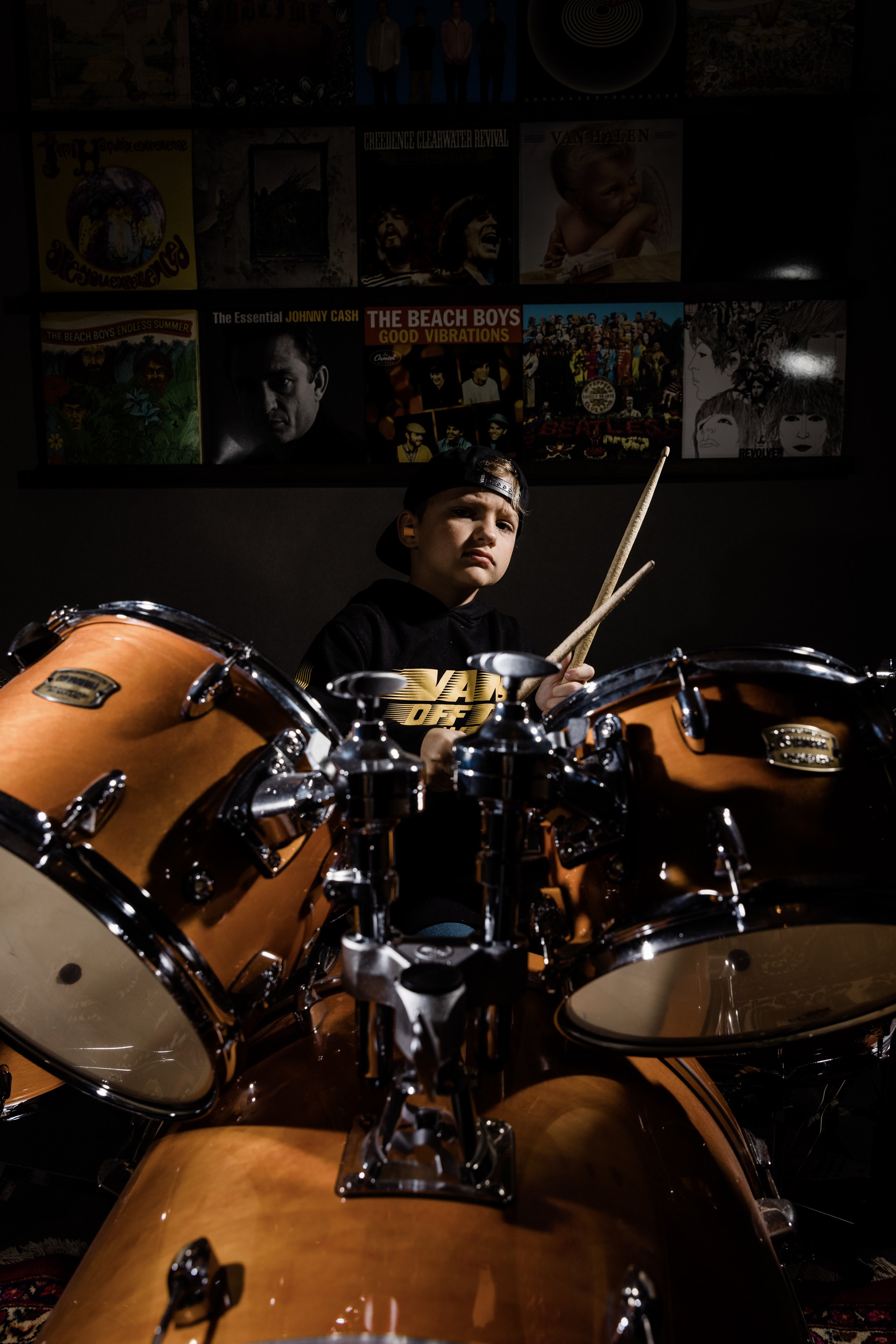 Boy playing the drums