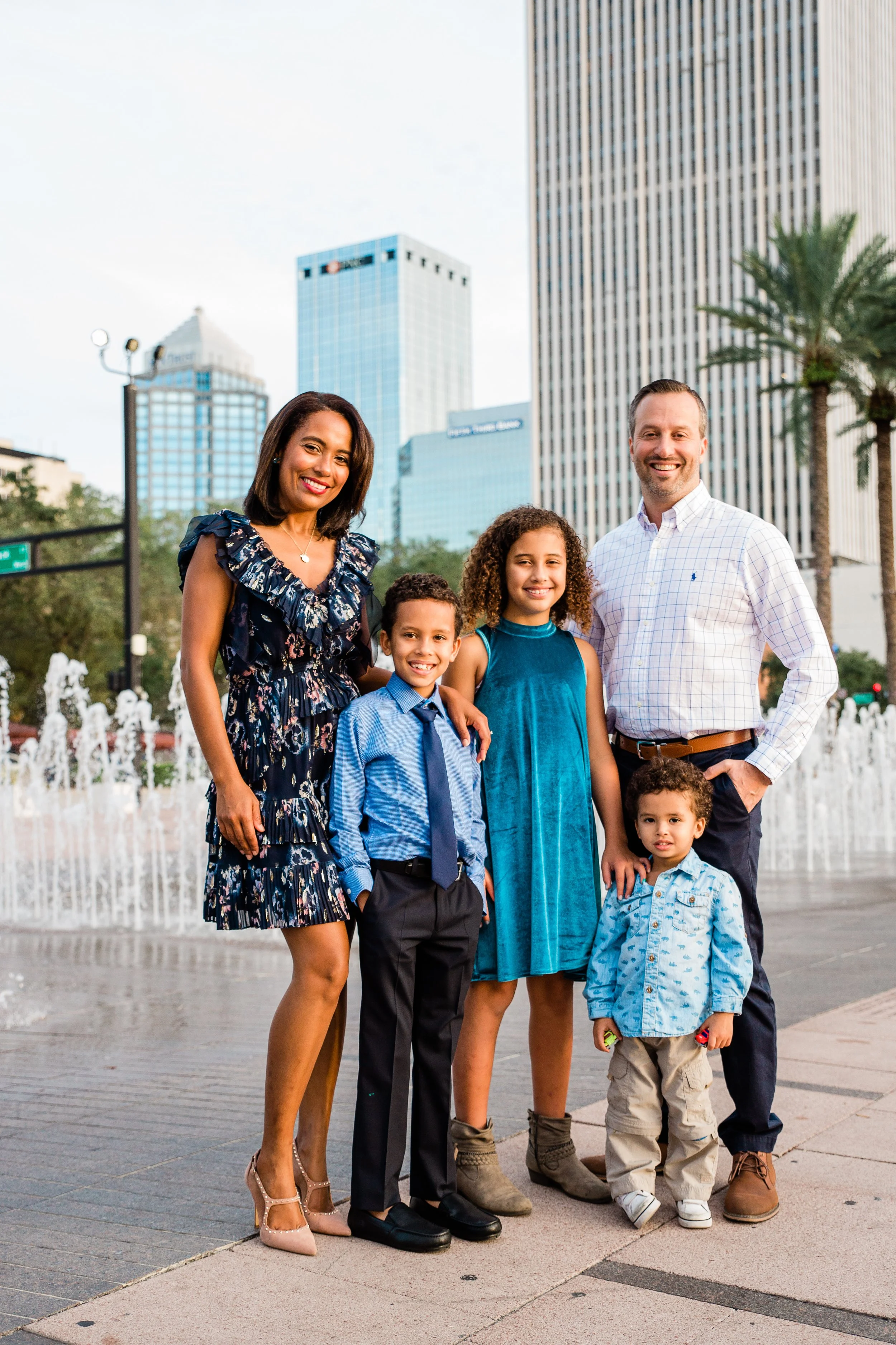 family of five in downtown Tampa