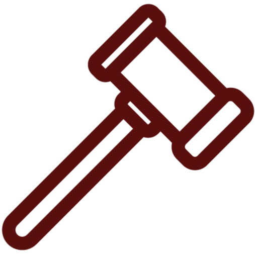 Icono de martillo de juez que representa el área de derecho penal.