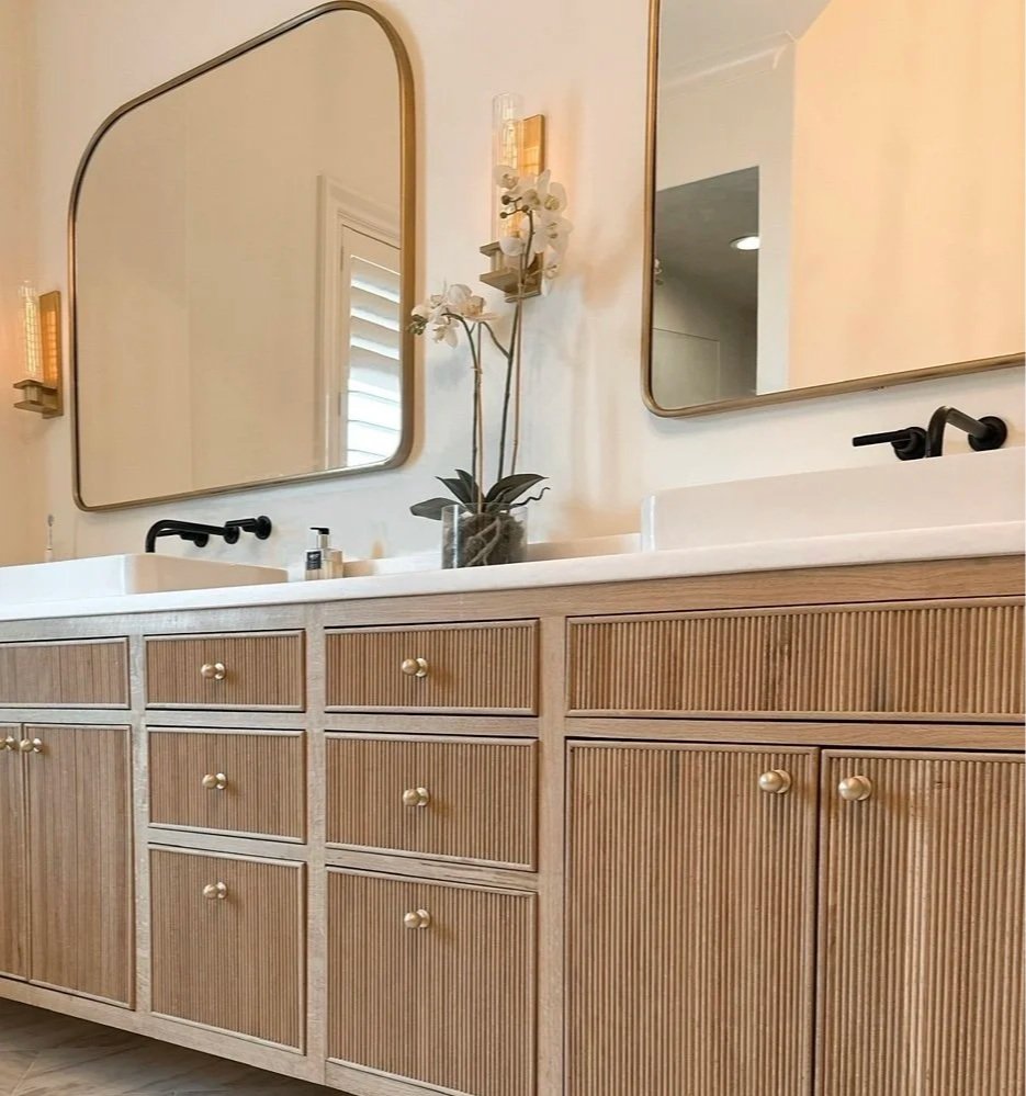 modern bathroom design with custom cabinetry and marble countertops by Opal & Oak